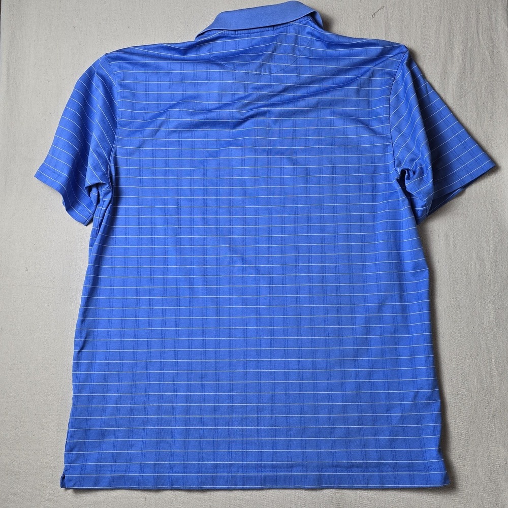 Nike Dri-FIT‎ Tiger Woods Polo Men's XL Blue Stripe Golf Shirt Snap Collar TW - Picture 8 of 12